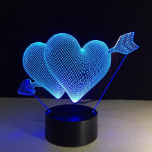 Load image into Gallery viewer, 3D arrow heart LED night lamp