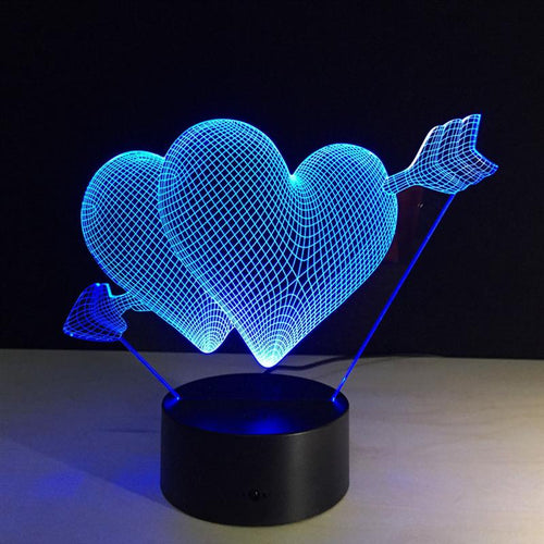 3D arrow heart LED night lamp