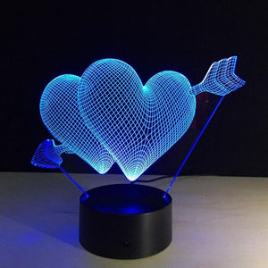3D arrow heart LED night lamp