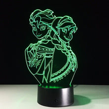 Load image into Gallery viewer, Cartoon figure 3D girl sisters night light
