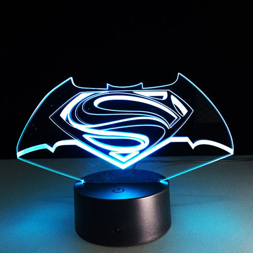 Colorful visual 3D Superman LED Night Lamp